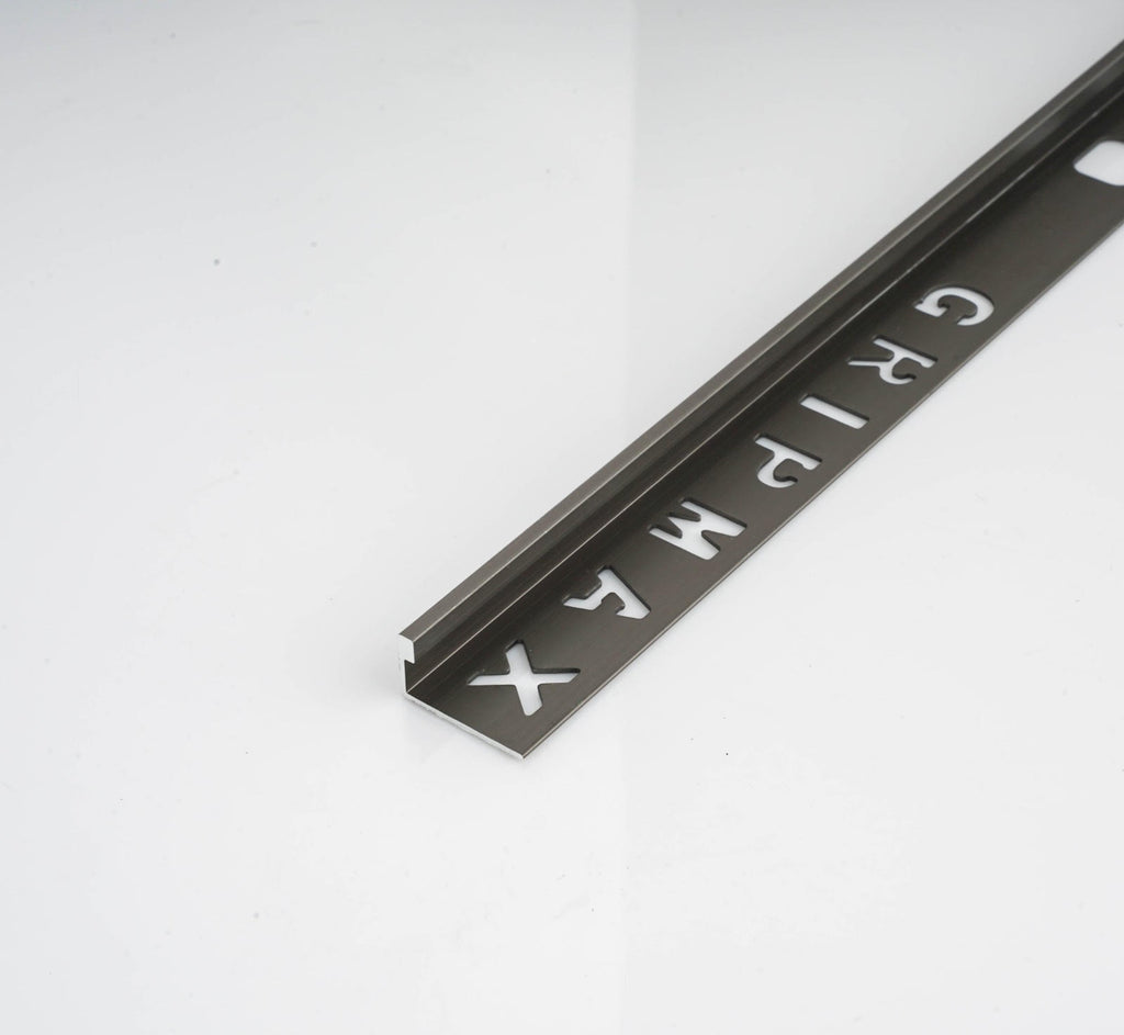 Gripmax aluminium L-shape tile trim, manufacturer range photograph