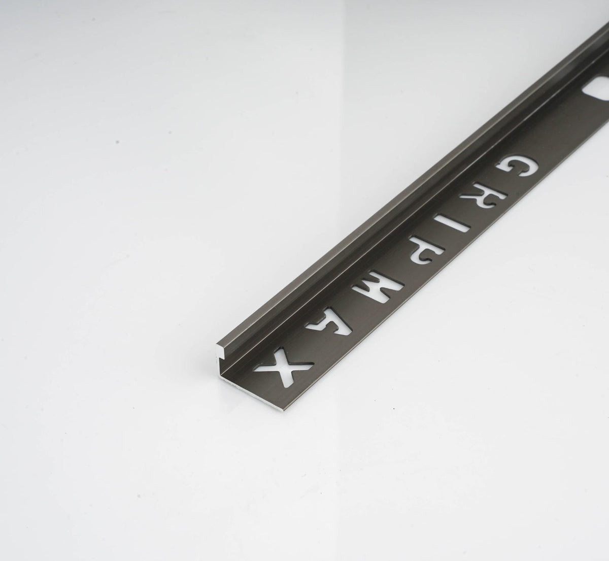 Gripmax aluminium L-shape tile trim, manufacturer range photograph