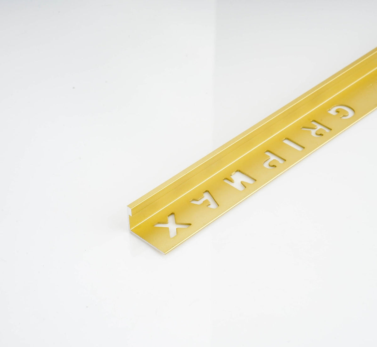 Gripmax aluminium L-shape tile trim, manufacturer range photograph