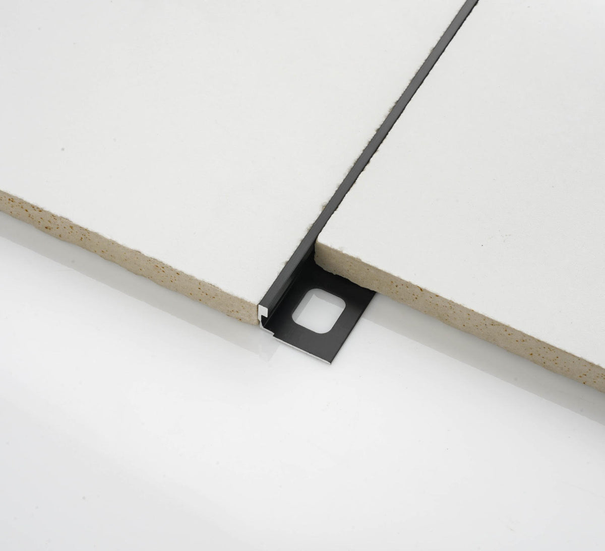 Gripmax aluminium L-shape tile trim, manufacturer range photograph