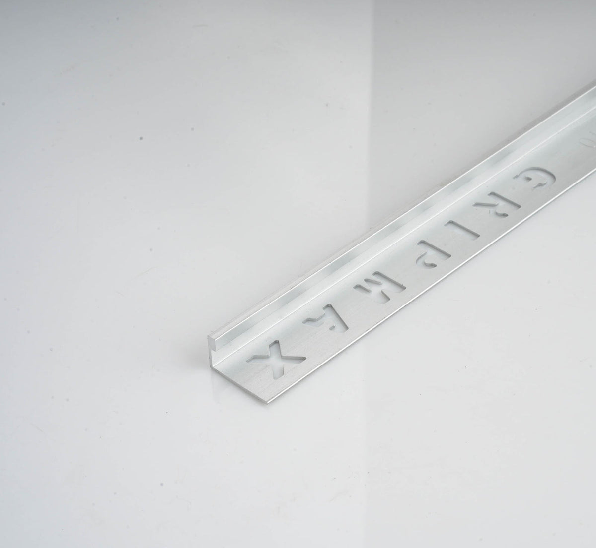 Gripmax aluminium L-shape tile trim, manufacturer range photograph