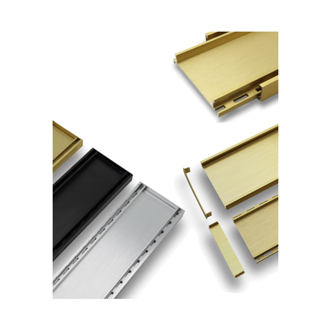 Gripmax aluminium linear tile inserts range in Silver, Black and Gold