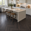 Black Oak herringbone flooring — room view 1
