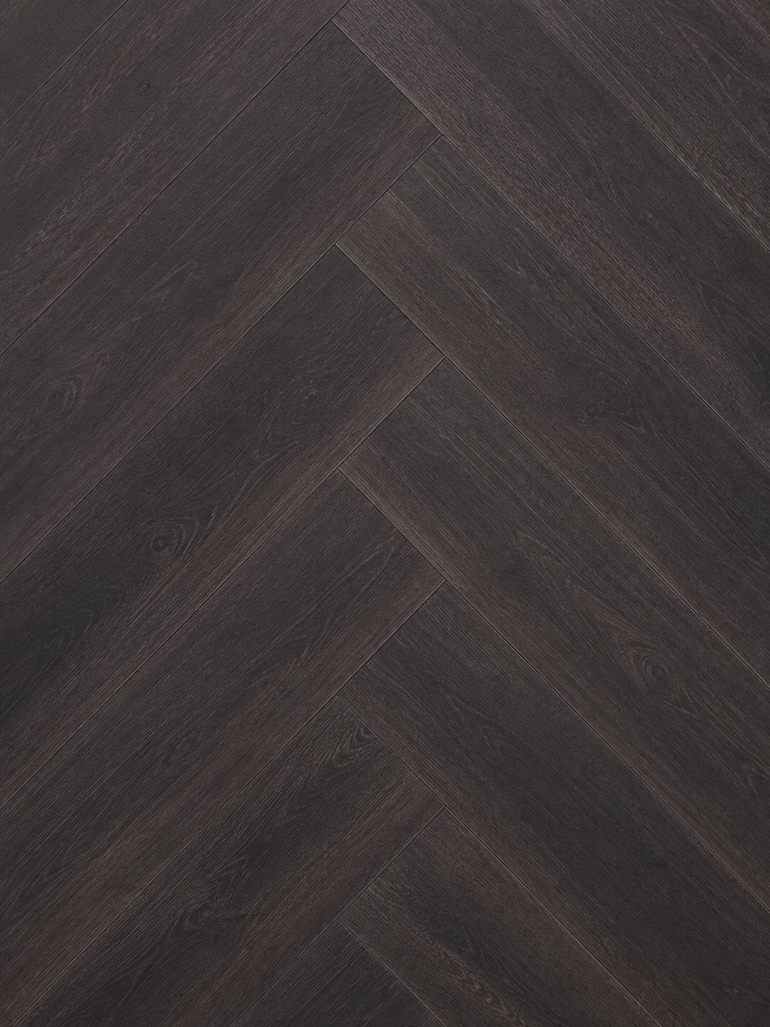 Black Oak herringbone flooring — plank sample 2