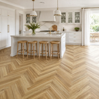 Natural Oak herringbone flooring — room view 1