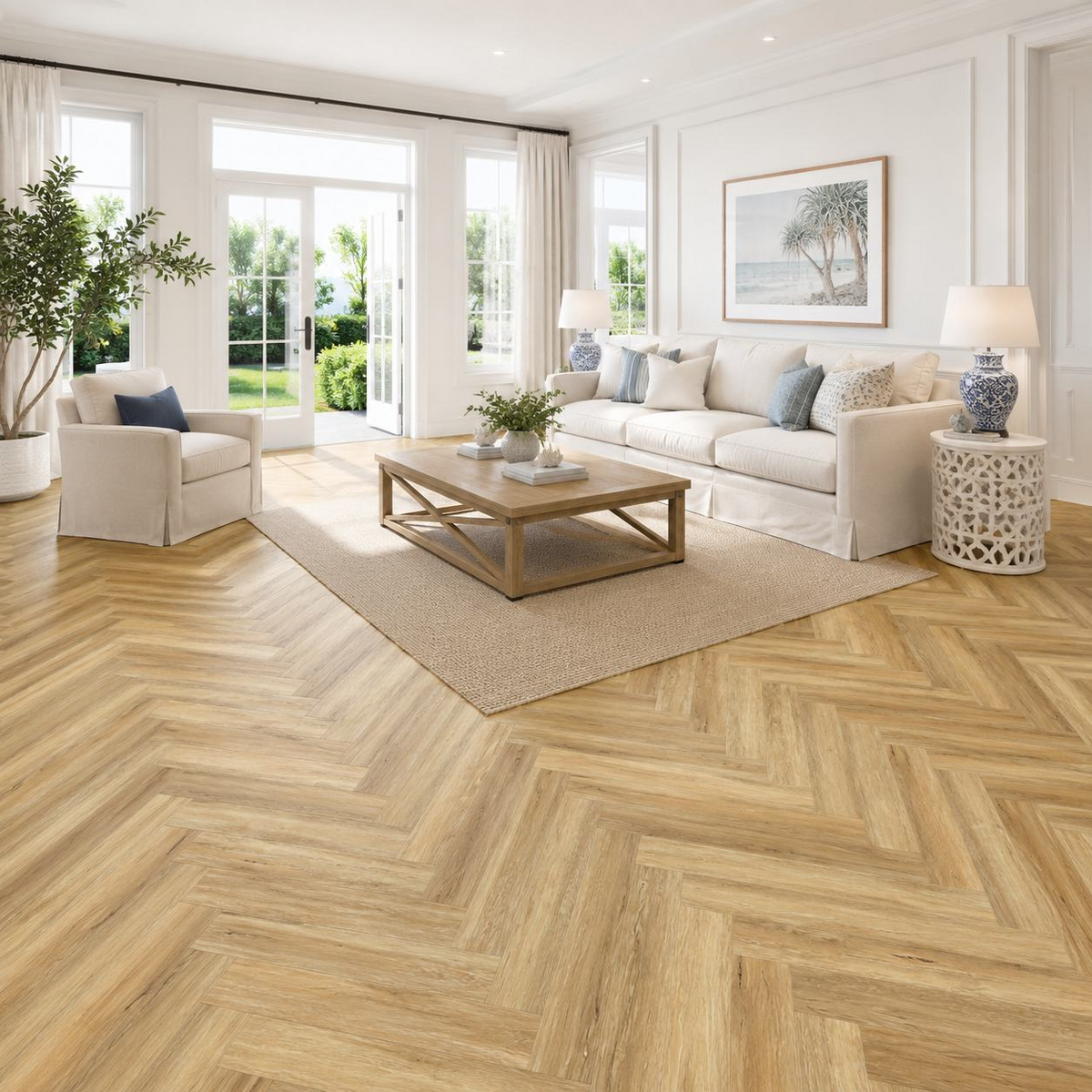 Natural Oak herringbone flooring — room inspiration 3