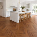 Red Oak herringbone flooring — room view 1