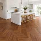 Red Oak herringbone flooring — room view 1