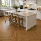 Driftwood herringbone flooring — room view 1