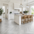 Grey Oak herringbone flooring — room view 1