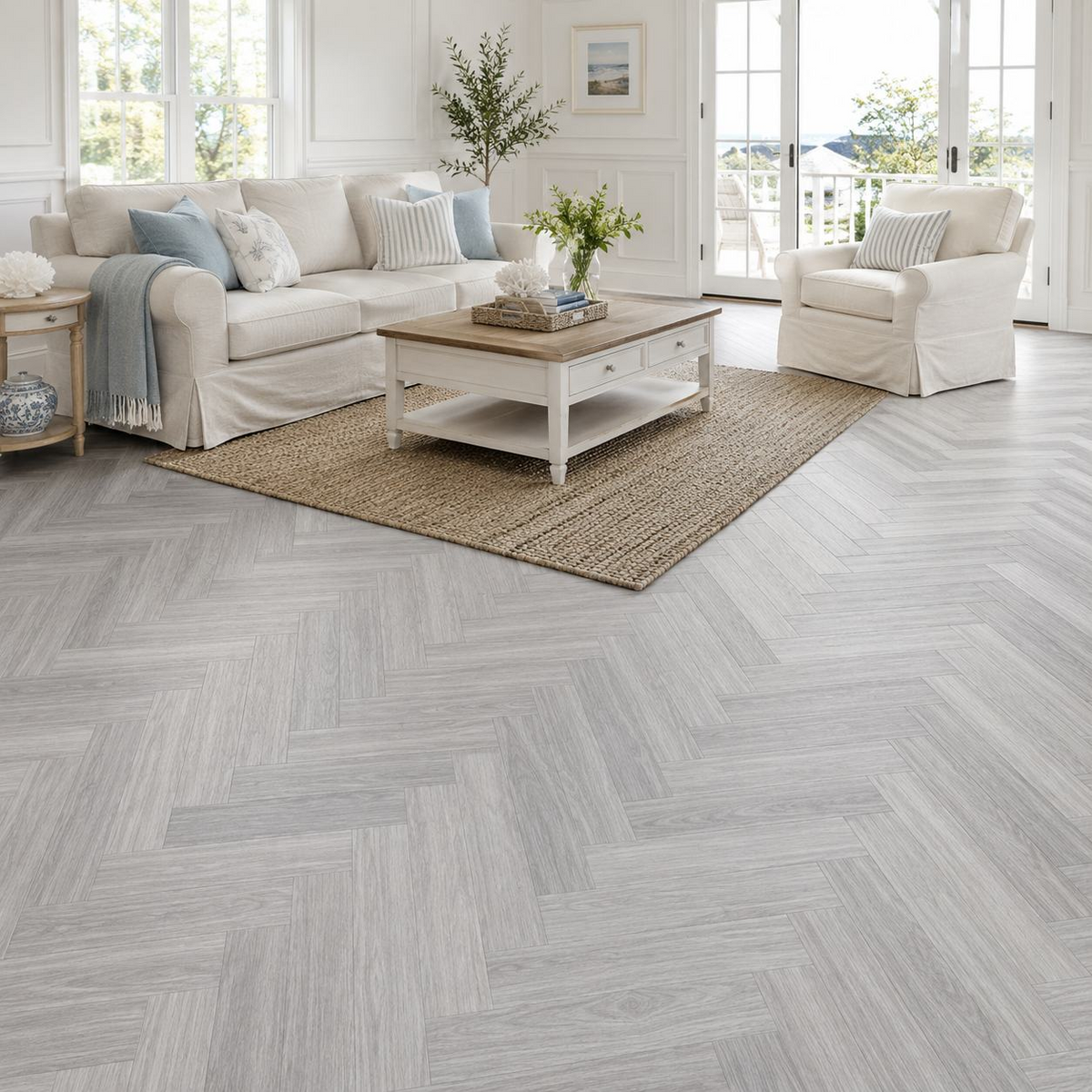 Grey Oak herringbone flooring — room inspiration 3