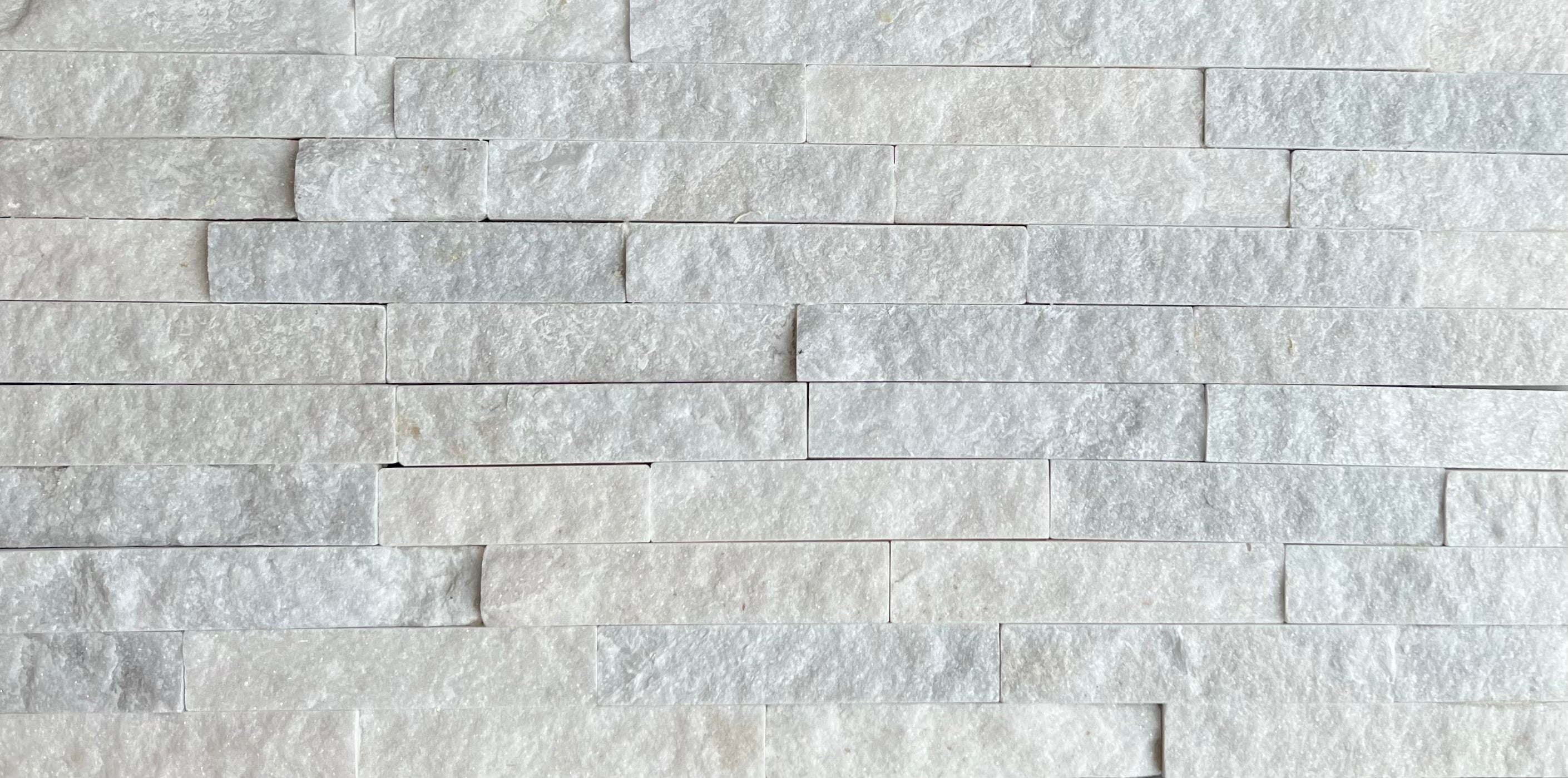 Stacked Stone Tiles 600mm x 150mm x 12-25mm - Snow White $90.00/sqm 7 PACK