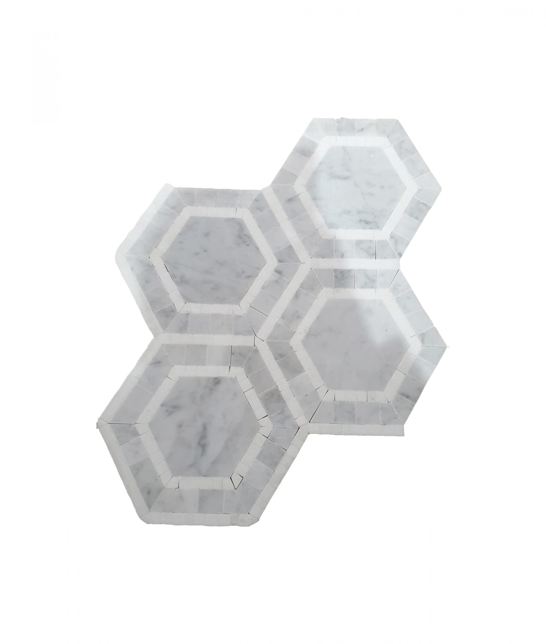 HEXAGON LARGE GREY AND WHITE CHIP MOSAIC