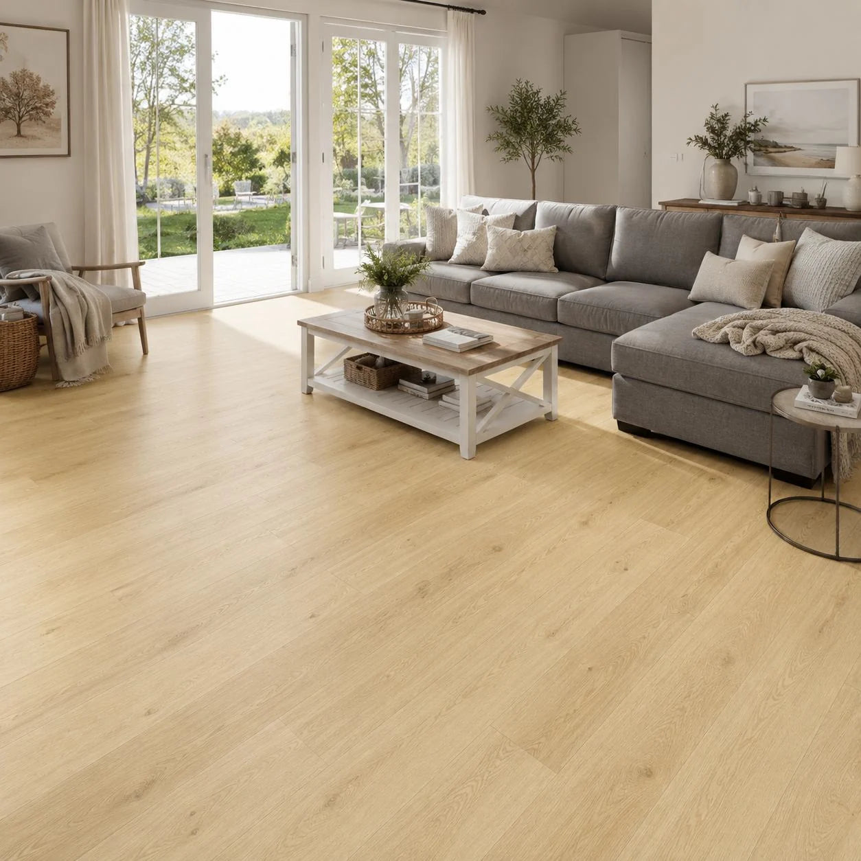A room styled with Amazing Tiles hybrid flooring