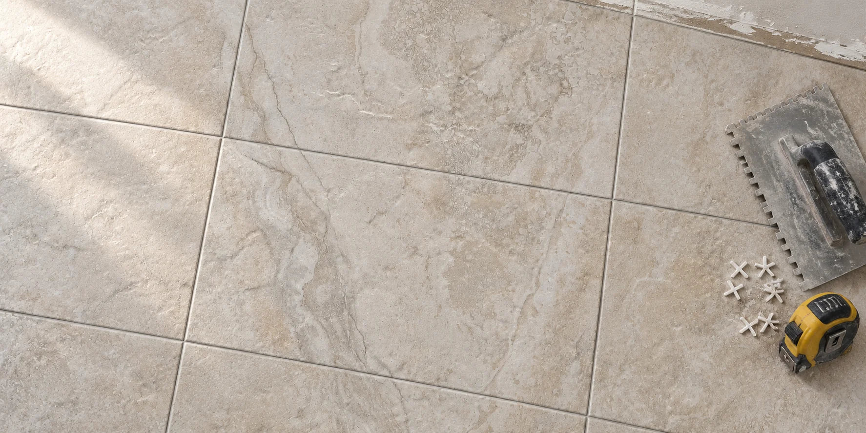 Concept visualisation of Sandstone Look Textured tiles with tiling tools.